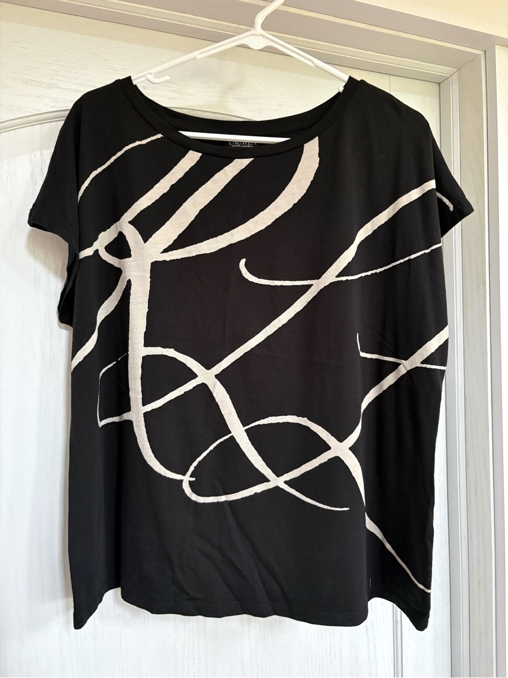 Ralph Lauren Black Tee with Cream Script Graphic